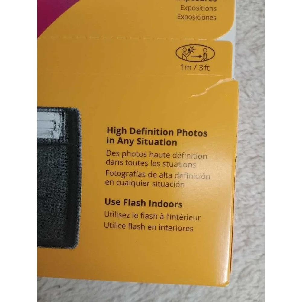 Kodak Power Flash 27 Exposure Disposable Camera Yellow Purple NIB